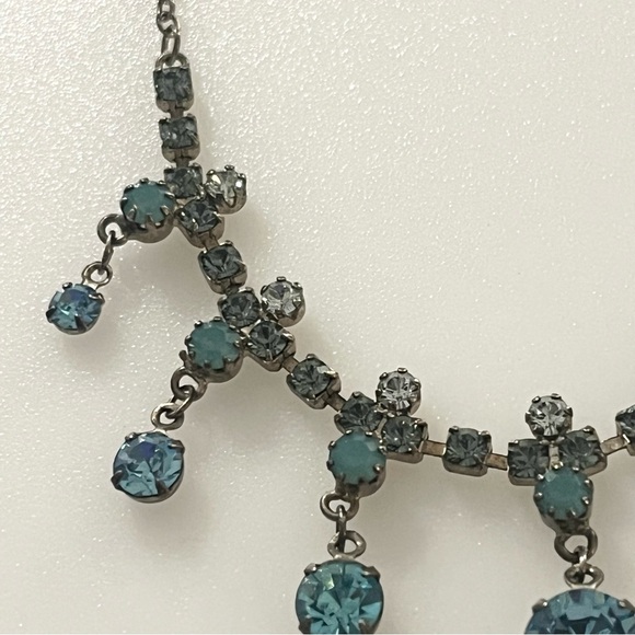 Vintage Blue Prong Set Rhinestone 13” - 16” Necklace - Picture 3 of 16